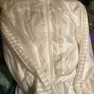 Adidas Women’s White Parachute Tracksuit Vintage Jacket & Pants Set